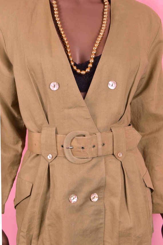 90s Olive Green Trench Coat Jacket 90s Trench Coa… - image 5