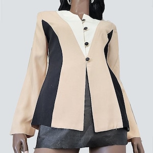 VINTAGE 90s Blazer Jacket | 90s Beige Jacket | MEDIUM