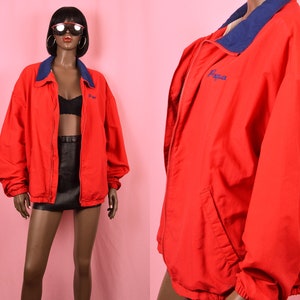 Red Windbreaker Jacket 90s Windbreaker Jacket Red Sporty Jacket 90s Sports Jacket Vintage Windbreaker Gift for Dad 90s Zip Up Jacket X-LARGE
