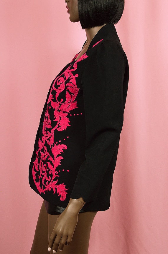 Hot Pink Blazer Jacket VINTAGE 1990's Blazer 90's… - image 5