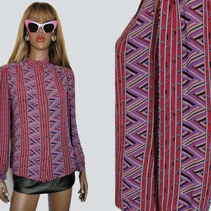 1990&#39;s VINTAGE Fuchsia Pink Blouse | 90&#39;s Button Up Blouse | 90&#39;s Tops | 90s Vintage Clothing | Pink Blouse | Purple Blouse | Gift | MEDIUM