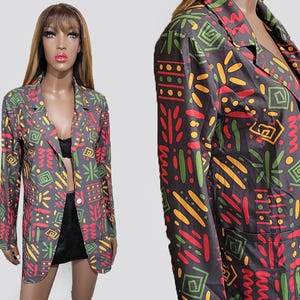 90s VINTAGE Abstract Print Blazer | Lightweight Jacket | 90s Blazer Jacket | Colorful Blazer Jacket | 90s Colorful Jacket | Size LARGE/XL