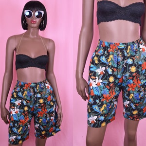 Vintage 90s Shorts Tropical Print Shorts Hawaiian Print Shorts Cotton Shorts Knee Length Cotton Shorts Sporty ShortsUnisex Shorts MEDIUM