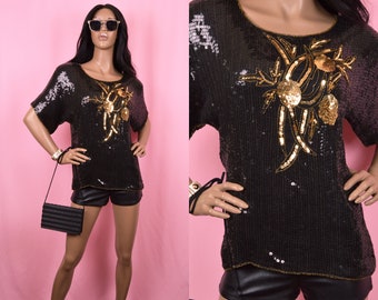 1980  pink and gold sequin strappy top blouse