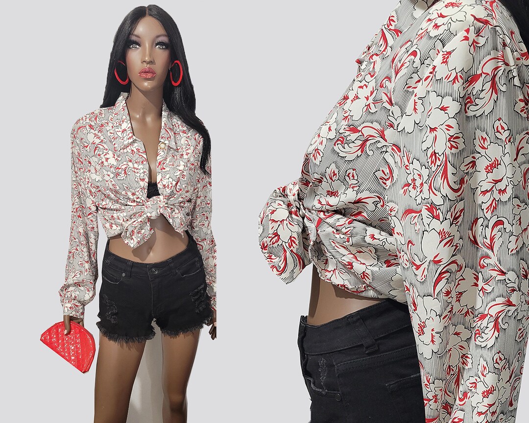 90s Rose Print Sleeveless Top (M) main image 1