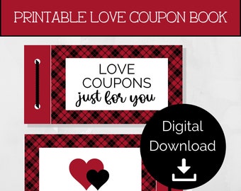 Printable Love Coupons - Valentines Day Husband Gift - Naughty Coupon Book - Instant Download