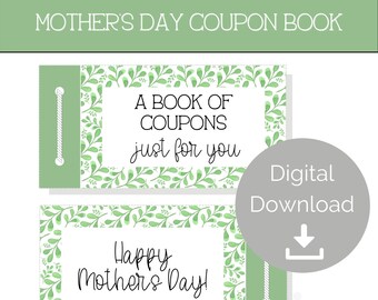 Mother's Day Coupons - Printable Coupon Book - Coupons for Mom - Last Minute wife Gift - Instant Download