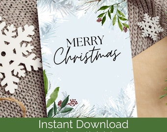 Christmas Card Digital Download, Holiday Card, Printable Christmas Card, Merry Christmas, 5x7 Card