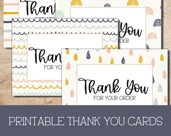 Boho Thank You Cards Printable, Small Business Thank You Cards, Instant Download, Order Thank You, Flat Thank You Cards