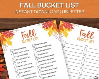 Fall Bucket List Printable, Fall Family Activities List, Autumn Activities Checklist, Fall To Do List