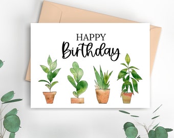 Plant Lover Birthday Card, Printable Greeting Card, Birthday Card Plant Friend, Instant Download Greeting Card, 5x7 Card, Plant Design