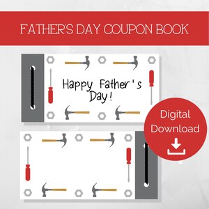 Father&#39;s Day Coupons - Printable Coupon Book - Last Minute Dad Gift - Dad coupon book printable - Instant Download
