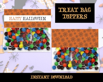 Spinnennetz Halloween Leckerlibeutel Toppers - Printable Halloween Tags - Candy Bag Toppers - Instant Download