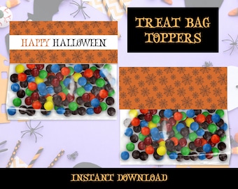 Spiderweb Halloween Treat Bag Toppers - Printable Halloween Tags - Candy Bag Toppers - Instant Download