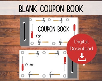 Blank Coupon Book Book for Him - Printable Dad Coupons - Father's Day Coupons - Last Minute Dad Gift - Instant Download