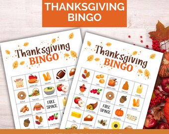 Thanksgiving Bingo Printable, Thanksgiving Party Game, 30 Fall Bingo Cards, Fall Activities, Class Party Game - Instant Download