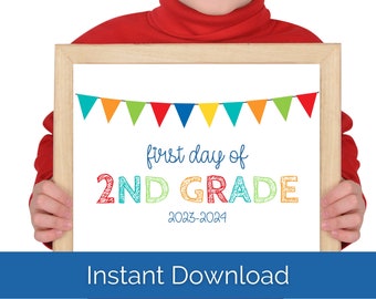 Printable First Day of 2nd Grade Sign - Last Day of School Sign - Printable 2nd grade sign - Instant Download