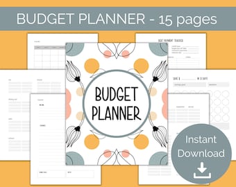 Printable Budget Planner with budget tracker, expense tracker, debt tracker, saving challenge - Instant Download