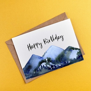 Biglietto d'auguri stampabile per le montagne, biglietto per lui, biglietto per papà, biglietto d'auguri stampabile, biglietto 5x7, design montagne - busta non inclusa