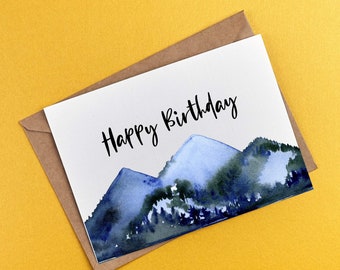 Printable Mountains Birthday Card, Card for Him, Dad Card, Printable Greeting Card, 5x7 Card, Mountains Design - Envelope not included