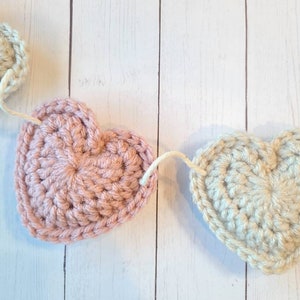 Pink heart garland valentine decor hearts decor fireplace decor crochet heart garland heart bunting MADE TO ORDER image 4