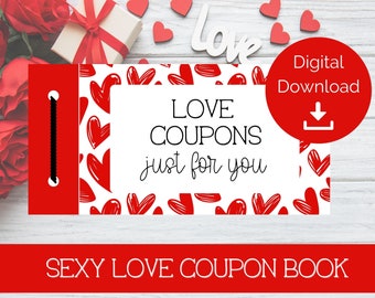 Sexy Coupon Book - Naughty Coupons - Gift for Husband - Printable Love Coupons - Instant Download