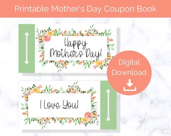 Mother's Day Coupons Printable - Wife Coupon Book - Custom Mother's Day Gift