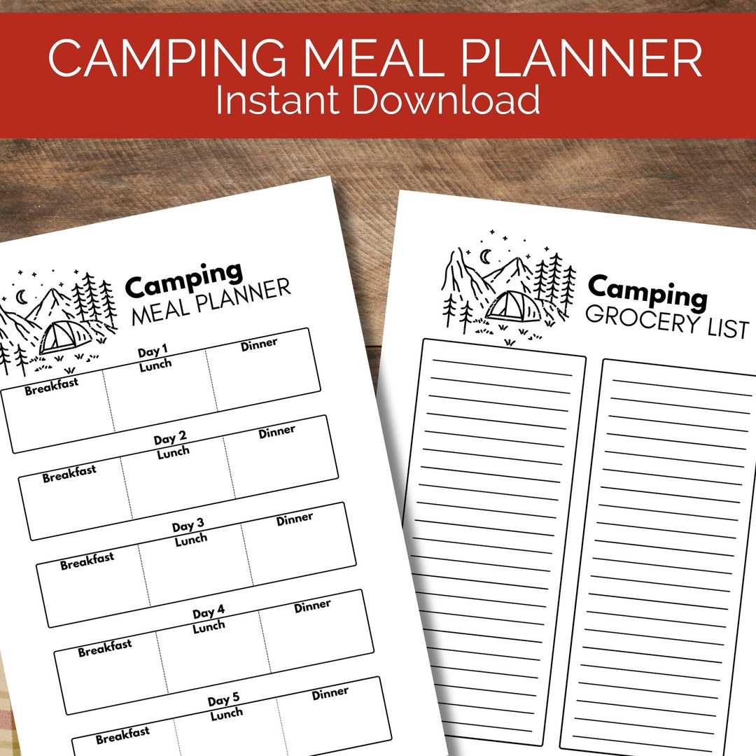 Camping Meal Planner Planner Printable, RV Planner, Menu Planner ...