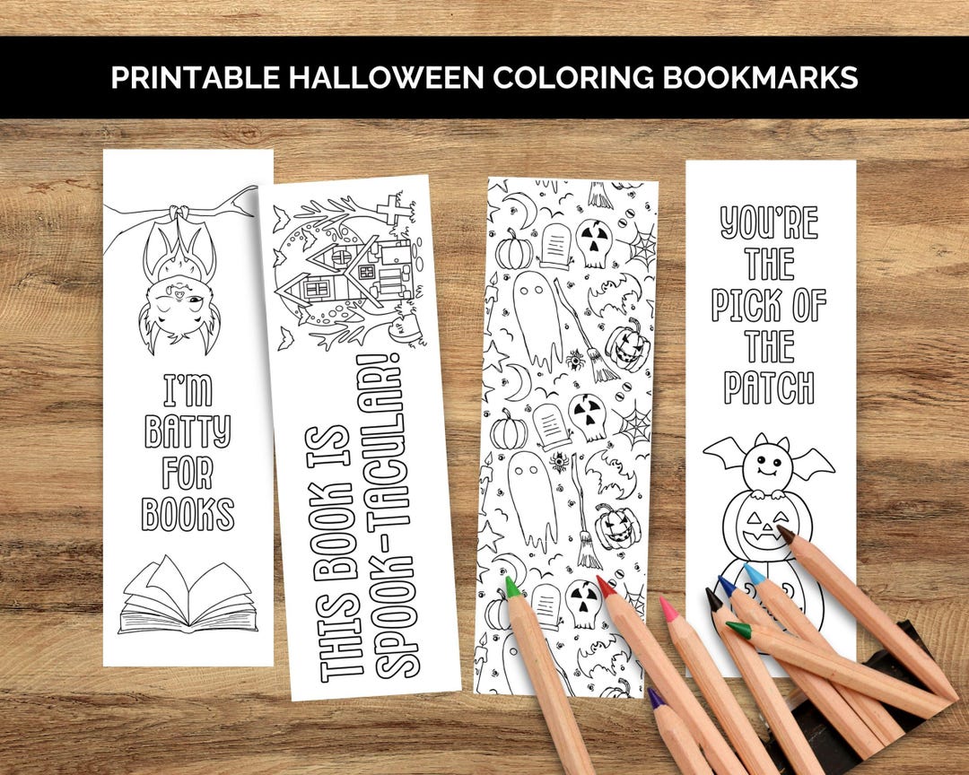 Printable Halloween Coloring Bookmarks for Kids: Trick or Treat Party ...