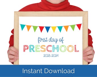 First Day of Preschool Sign Printable - First Day of Pre-K Sign - School Pictures - Last Day of School Sign - Instant Download