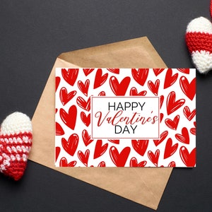 Printable Valentine's Day Card, Printable Greeting Card, 5x7 Card, Heart Card - Envelope not included