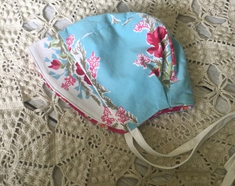 Brimmed Baby Bonnet, 18-24 Months/2T Vintage Fabric Bonnet, Floral Baby Bonnet, Vintage Style Bonnet, Brimmed Bonnet, Baby Sunhat