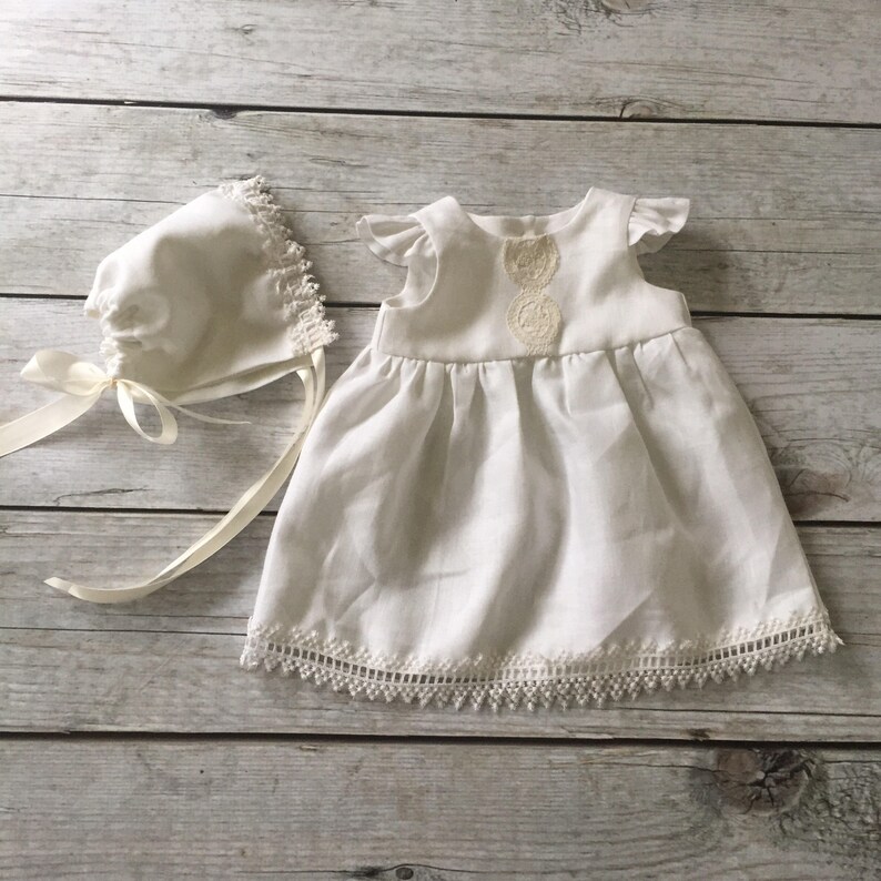 Linen Christening Gown Infant Linen Baptism Dress Blessing Etsy