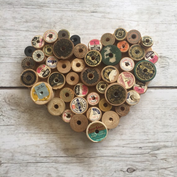 Sewing Gift, Farmhouse Heart Decor, Sewing Room Decor, Spool Heart, Primitive Heart, Gift for Mom, Craftroom Decor, Gift for Crafter