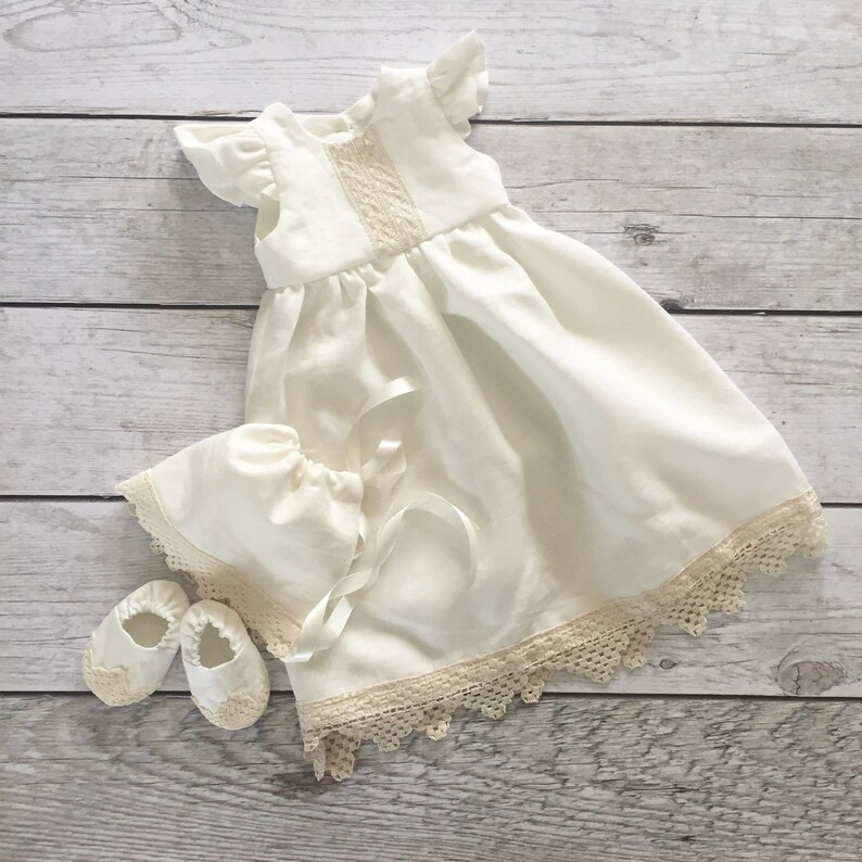 Linen Christening Gown Infant Linen Baptism Dress Blessing Etsy