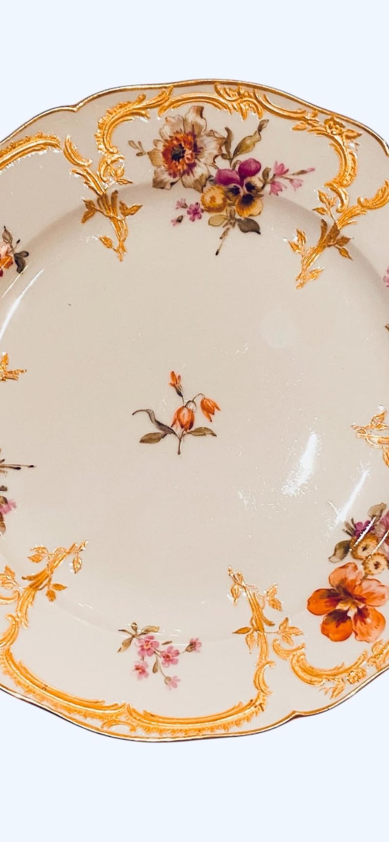 KPM Berlin Neu-Ozier (Neuzierat) Floral Dessert Plate – Raised Gilt – Post-1832…Exquisite image 10