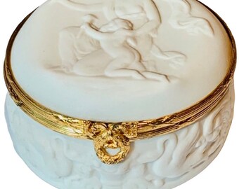Vintage Limoges France J. L. Coquet Bisque White Porcelain Box...Made in France