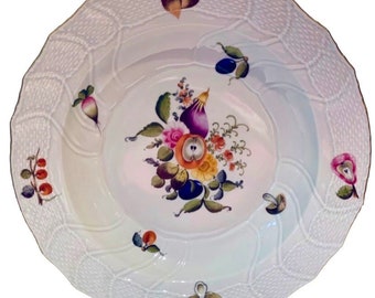 Vintage Herend Fruits and Flowers Chop Plate (FRN) Pattern #1162...Circa 1915-1930...Mint