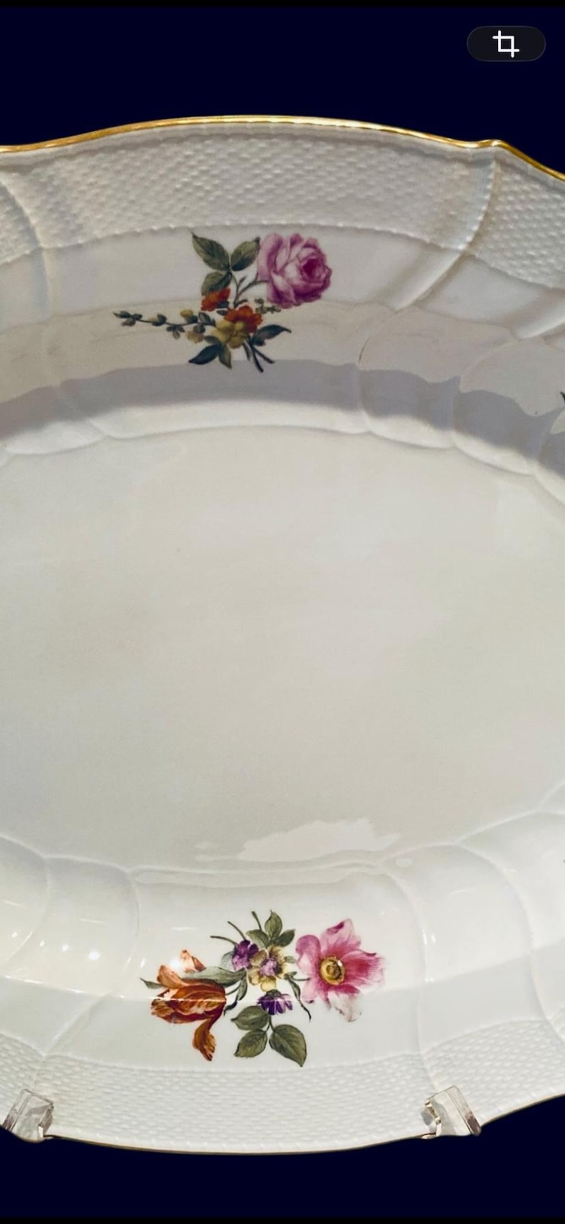 Exceptional 18” KPM Berlin Neu-Ozier Platter Deutsche Blumen Blue Sceptre Mark image 3