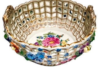 Exquisite Carl Thieme Saxony Porcelain Factory of Potschappel, German Porcelain Basket