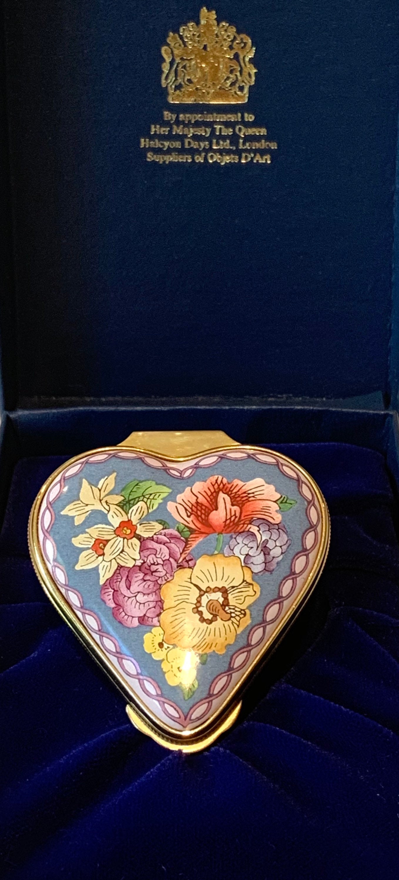 100％の保証 Box Enamel Shape Heart Days Halcyon With Flowers Spring アンティーク雑貨