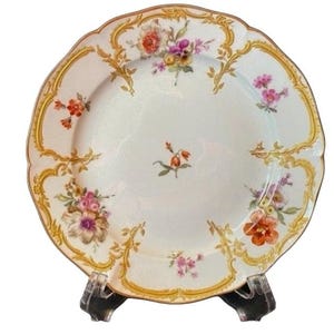 KPM Berlin Neu-Ozier (Neuzierat) Floral Dessert Plate – Raised Gilt – Post-1832…Exquisite image 1
