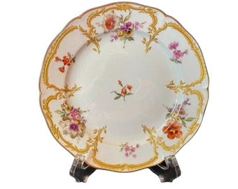 KPM Berlin Neu-Ozier (Neuzierat) Floral Dessert Plate – Raised Gilt – Post-1832…Exquisite