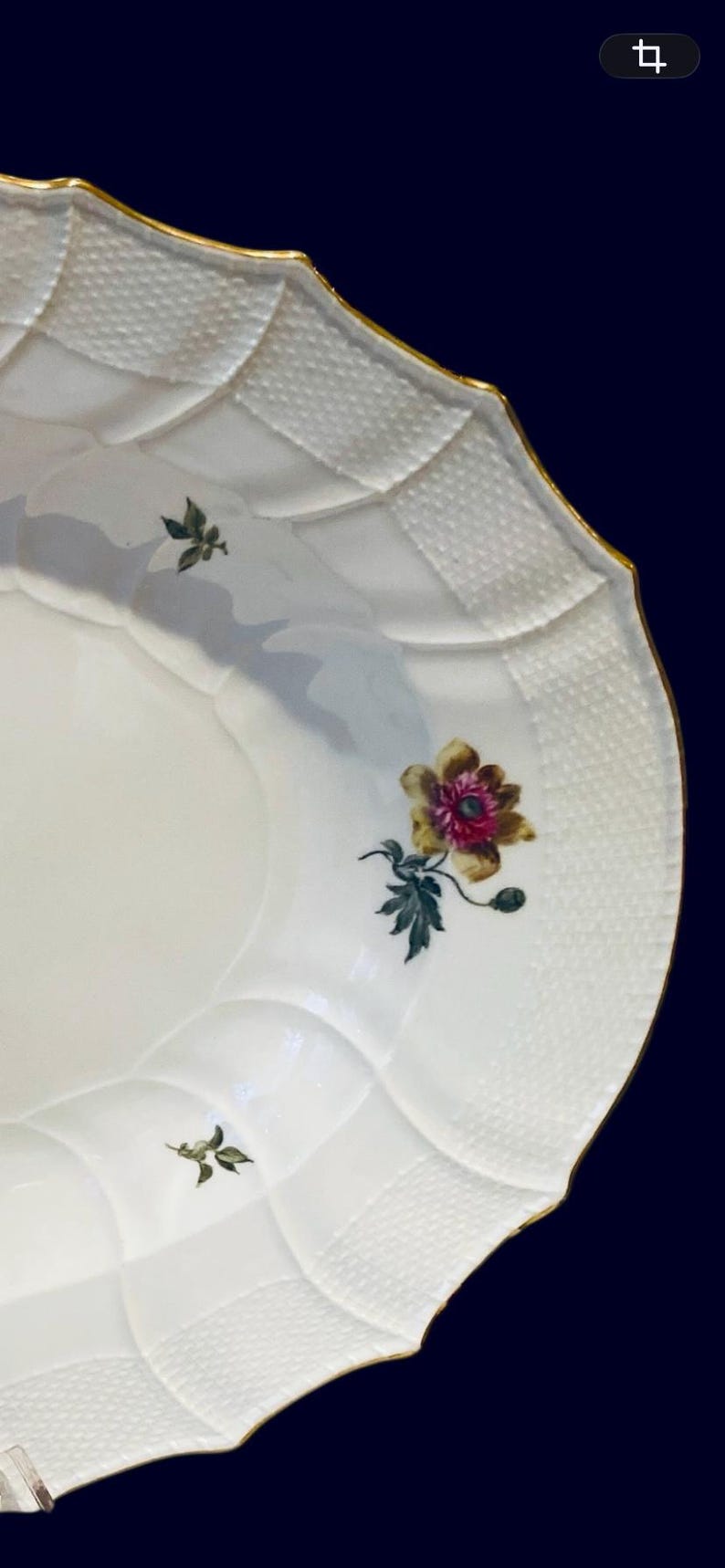 Exceptional 18” KPM Berlin Neu-Ozier Platter Deutsche Blumen Blue Sceptre Mark image 4