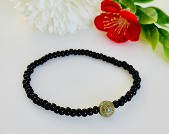 7 inch 8mm Tibetan Dzi 3 Eye Agate Bracelet Strand