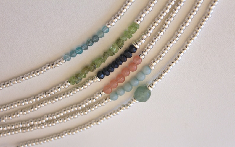 birthstone blue apatite Stackable amazonite black spinel pink rose quartz peridot for women GEMSTONE BEAD BRACELET