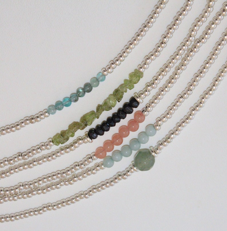 birthstone blue apatite Stackable amazonite black spinel pink rose quartz peridot for women GEMSTONE BEAD BRACELET