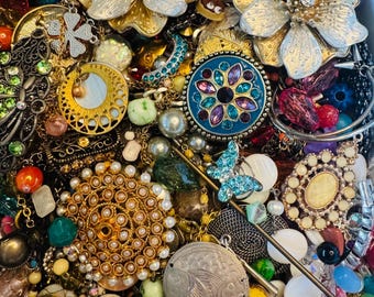 3oz, MYSTERY Crafting DESTASH, Grab Bag, Bead Soup Mix, Jewelry Making, Scrapboking, Embellishments