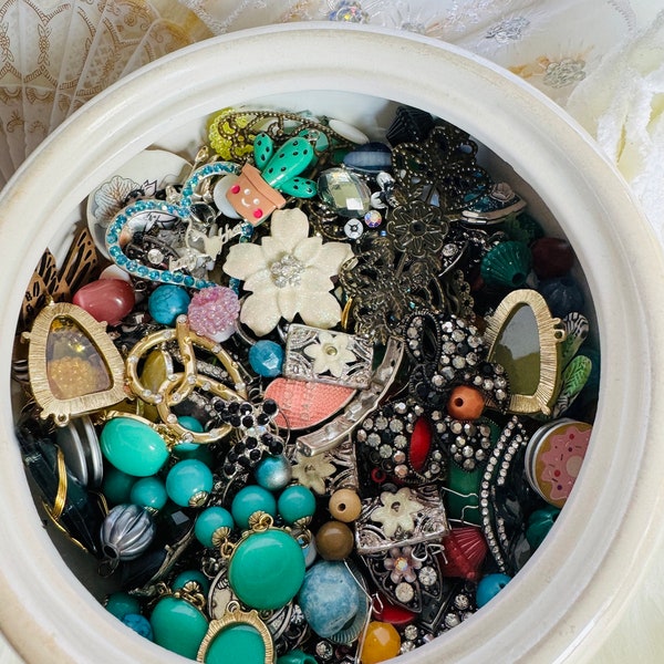 3oz, MYSTERY Crafting DESTASH, Grab Bag, Bead Soup Mix, Jewelry Making, Scrapboking, Embellishments