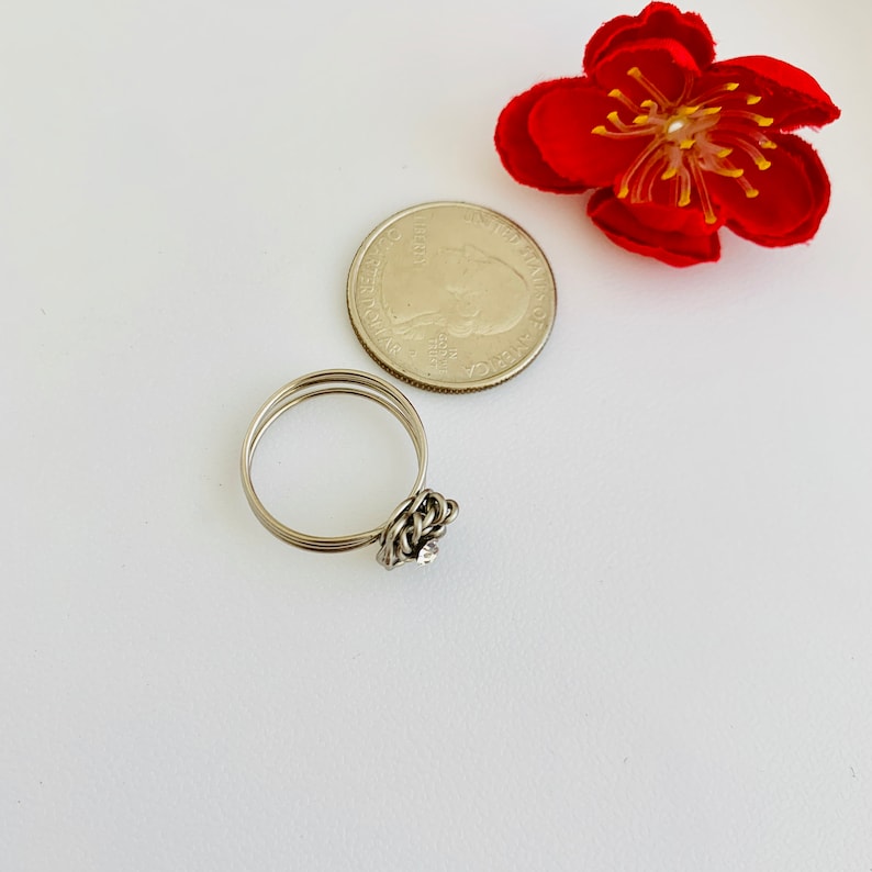 size 7.5 Delicate Crystal Flower Ring